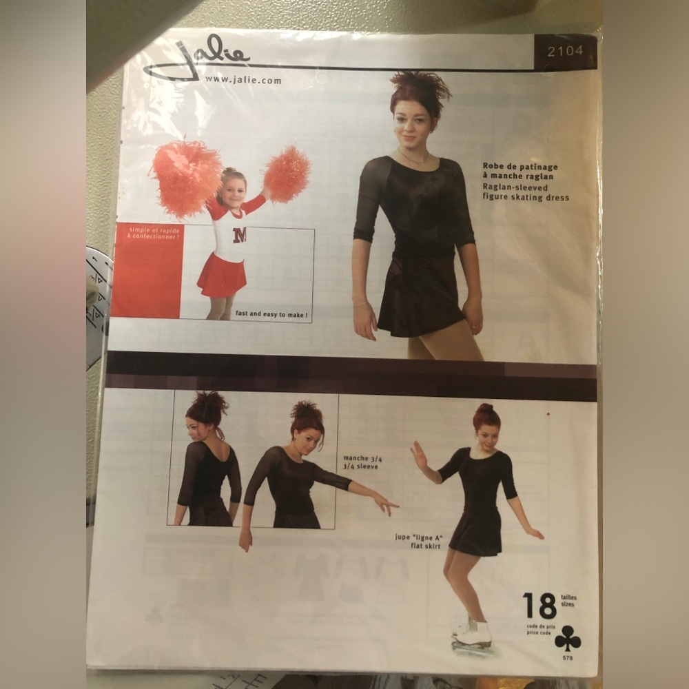 Jalie UNCUT 18 sizes Raglan-sleeved Figure Skating Dress Pattern